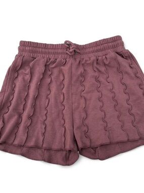 Kyoot Klothing Wavy Textured Drawstring Shorts - Mauve